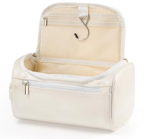 Etercycle Trousse de toilette en cuir à suspendre en polyuréthane étanche pour homme et femme Blanc