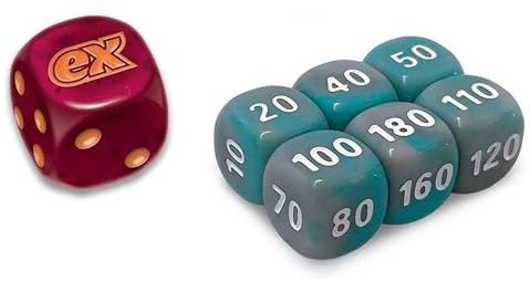 BB-Toy-Trades kompatibel für PKM TCG Elite Top Trainer Würfel Set Schadensmarken Dice Set mit BB-Toy-Trades Versandschutz (Obsidian Flammen)