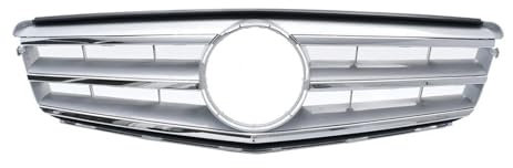 Kühlergrill Grill Für Benz C-Klasse W204 C180 C200 C350 2008–2014 Glänzend Schwarz Für GTR-Stil Frontstoßstangengrill Chrom-Silber-Diamanten-Grill Front Kühlergrille(Sport-Chrome Silver)