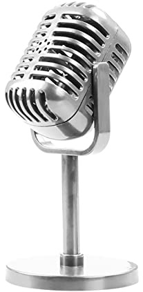 YIGZYCN Portable- Retro Microphone Props Vintage Microphone Toy Prop With Stand Model Plastics Fake Antique Prop Mic Retro With Stand