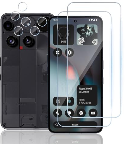 TUTUO 2+2 Pack Tempered Glass Compatible with Nothing Phone 3 Screen Protector + Camera Lens Protector, [Anti-Scratch][Bubble Free] HD Clear 9H Hardness Tempered Glass Film