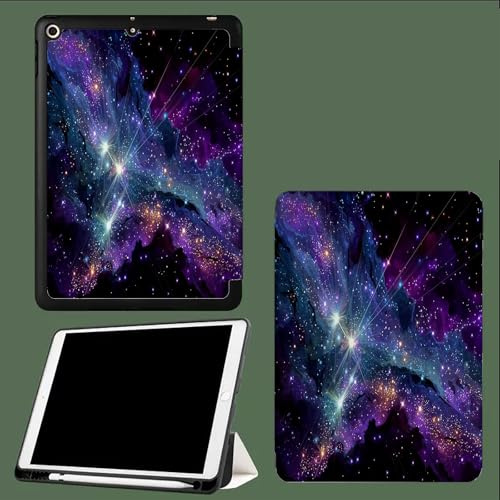 Custodia per iPad Air 5a/4a generazione (2022/2020) 10,9 pollici con portapenne,custodia sottile con supporto a tre ante,funzione di sospensione/riattivazione automatica,Cielo Stellato Galassia