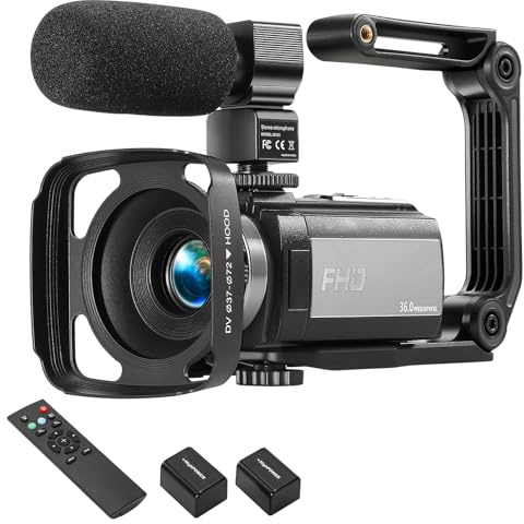 Xoieod Videokamera Camcorder Full HD 1080P 30FPS 36MP IR Nachtsicht Vlogging-Kamera für YouTube, 7,6 cm (3 Zoll) 270 Grad drehbar, LCD 16X Digitalzoom Camcorder Kamera mit 2 Batterien Mikrofon