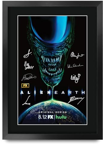 HWC Trading Alien Earth Geschenke Gedrucktes Signiertes Autogramm Poster für Fans von Fernsehn Memorabilien - A3 Gerahmt