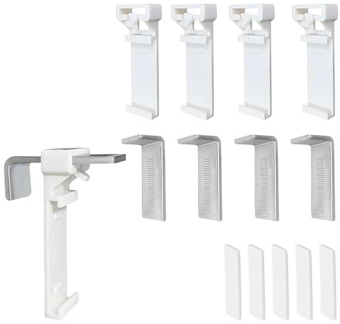 MUNTE Klemmträger Plissee, 5 Stück Klemmhalter für Rollos, Verstellbar, Selbstklebend Rollo Halterung Fenster, mit 5 Selbstklebenden Pads, für PVC-Fensterrahmen und Holzfenster