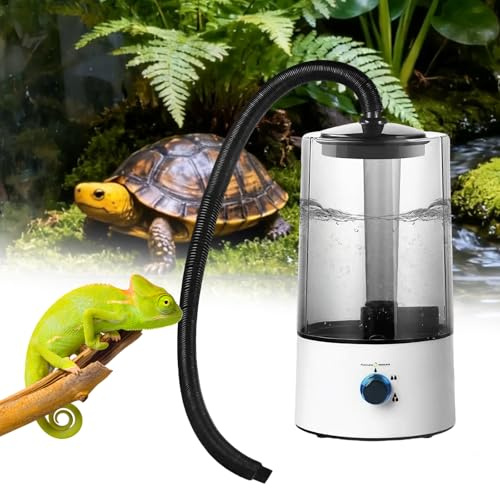 4L Reptilien Luftbefeuchter Terrarium,Terrarium zubehör mit Einstellbarem Sprühschlauch,Ultraleiser Zerstäuber mit Trockenlaufschutz für Reptilien,Amphibien & tropische Pflanzen