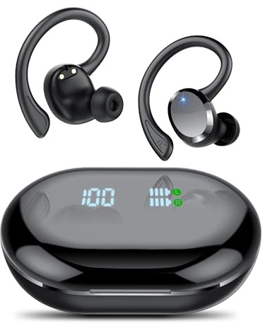 Ecouteurs Bluetooth sans Fil Sport, 2026 New Écouteur Bluetooth 5.4 avec Micro 54H Durée Lecture Oreillette Blue tooth, IP7 Étanche casque avec Écran LED, USB-C Charge Rapide, pour Yoga Running