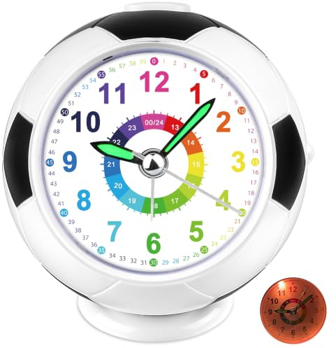Edillas Wecker Kinder Jungen Und Mädchen für 4-16 | Analog Kinderwecker mit Nachtlicht und Schlummerfunktion,Ideal für Schulanfänger,Kinderzimmer und Schulzeit