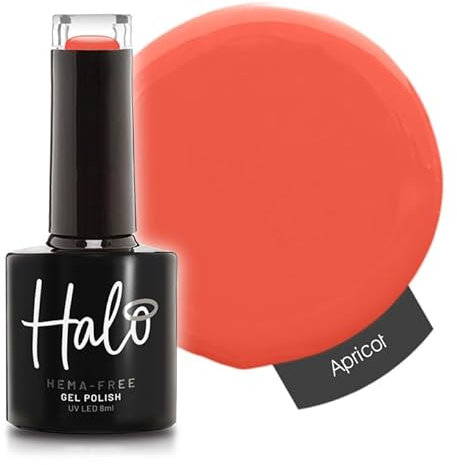 Halo Gel Polish 8ml - Apricot. UV/LED Gel Nail Polish, Long Lasting & Easy To Apply. Nail Art Colours For Manicure & Pedicure. Gel Polish For Professional & Home Use.