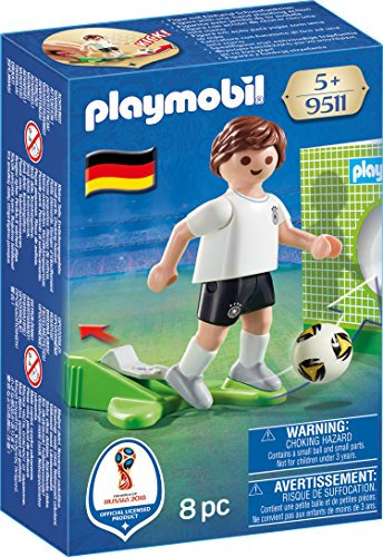 PLAYMOBIL 9511 Nationalspieler Deutschland, mit richtiger Kick-Funktion, Fußball und 3-seitig bespielbarer Papp-Torwand fürs Training, ab 5 Jahren