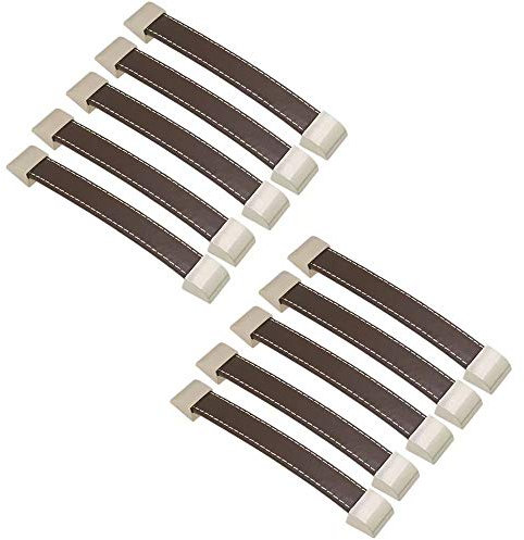 FBSHOP(TM) Set von 10 hochwertige Braun Retro-Leder Schublade zieht/Knöpfe/Türknauf/für Aktenkoffer Koffer Weinschrank Holzkiste Kleiderschrank Shoebox Möbel-Hardware(CC:128MM)
