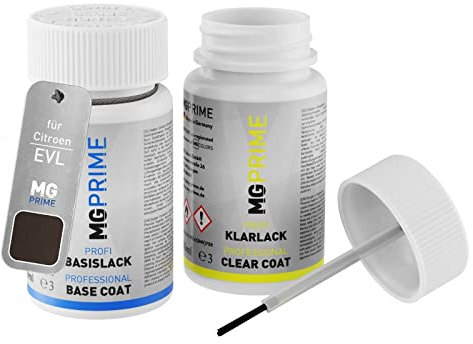 MG PRIME Peinture voiture kit de stylo retouche pour Citroen EVL/VL Gris Platinium Metallic/Platinium Grey Metallic de base de vernis de 50ml par flacon