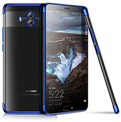 König Design Handyhülle kompatibel mit Huawei Mate 10 Lite Silikon Case Hülle Sturzsichere Back-Cover Handyhülle - Transparent - Blau