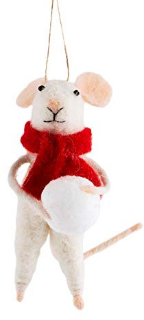 Sass & Belle Festliche Filz und Wolle Tiere Verschiedene Motive wie Mäuse, Einhorn, Hunde, Eisbär und Dachs Mouse with Snowball