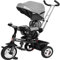 Kiddo Smart 4 in 1 Kids Children Trike Tricycle with Rotating Seat, Rear Brake and Sun Canopy (Grey)