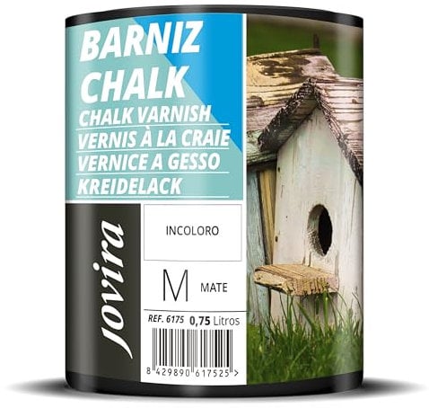 JOVIRA PINTURAS Barniz - Chalk Paint al Agua Mate. Renueva tus muebles con creatividad. (750 Mililitros, Barniz Chalk Paint) C-43