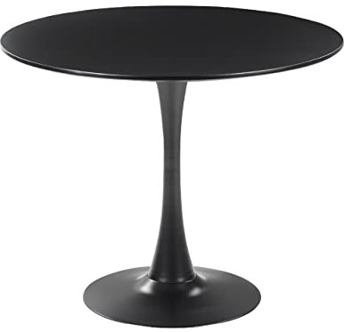 Esstisch schwarz 90 cm rund MDF-Platte Metall Boca