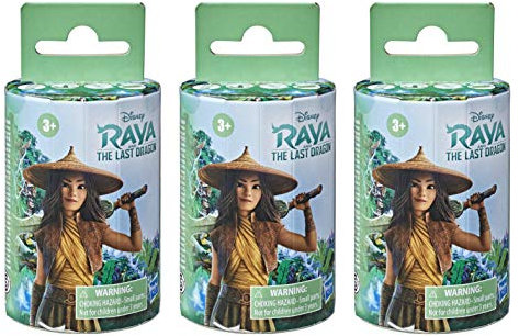 Disney Raya und der letzte Drache Überraschungsbox mit Puppe und 2 Accessoires, Spielzeug für Kinder ab 3 Jahren, Spaß beim auspacken, 3er Pack