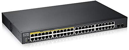 Zyxel Switch Gigabit PoE a 48 porte | Gestito in modo intelligente | 24 x PoE+ @170 W | 2 x SFP | Montaggio su rack [GS1900-48HPV2]