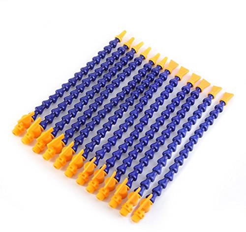 Kühlmittel Flexibler Kühlmittelschlauch, Universalspray Kunststoff Wasseröl 12 Stück 1/4 PT Gewindeschlauch/Runddüse für CNC Drehmaschine mit Ventil Blau Gelb Zubehör Ersatz