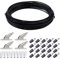 Cable Acier Inox 10m Kit, Fil Inox Corde a Linge Longueur Réglable, Garde Corps Inox Kit, pour Suspension Rideaux, Lustre, Photo (Noir)