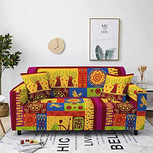 LNXSESN Sofabezug Buntes Baummuster Sofa überzug Stretch Sofaüberwurf Elasthan Universal Couch überzug Moderne Anti-Haar Sofa Cover Einstellbar überwurf Sofa Antirutsch Sofaschoner 3 Sitzer