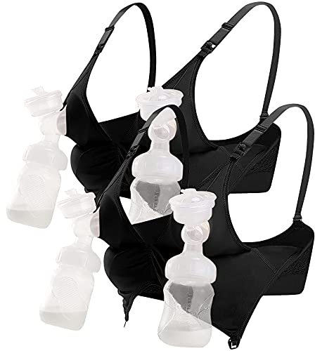 4How 2Pcs Soutien-Gorge Allaitement sans Armature – Soutien-Gorge de Maternité Confortable avec Rallonge, Grossesse et Post-Partum Libres Noir L