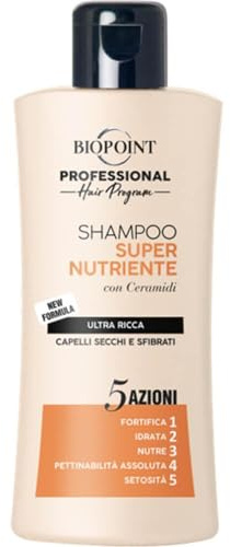 Biopoint Super pflegendes Shampoo mit Ceramiden, sehr reichhaltige Formel für trockenes und sprödes Haar, Mini-Reisegröße, 100 ml