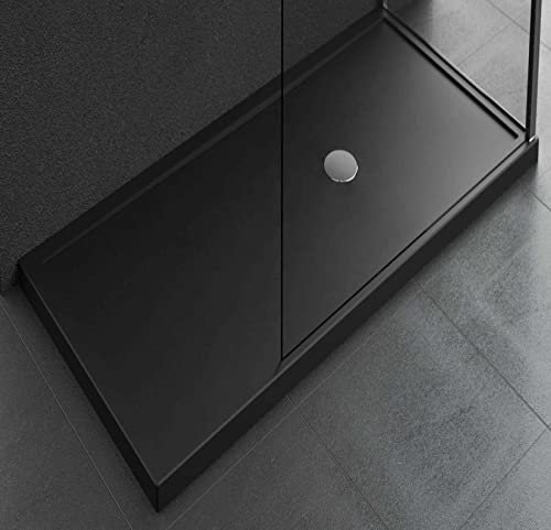 Novellini Olympic Plus Piatto Doccia Alto Misura 110X70 Altezza 12,5 cm Colore Nero Installazione Appoggio Pavimento Superficie Liscia Materiale Acrilico Compreso Piedini Copri Piletta Scarico