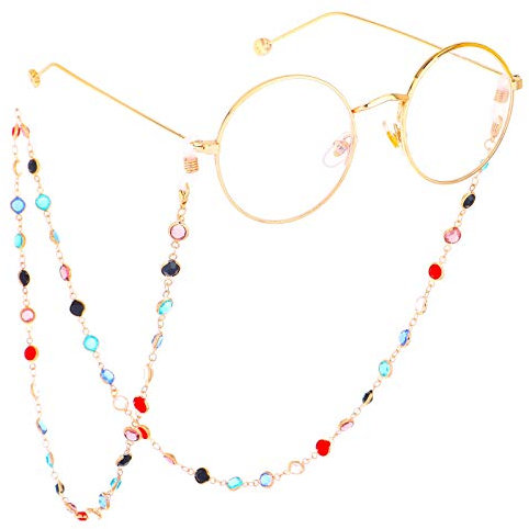 Deinxoz Bunte Perlen Brillenkette Leseglas Riemen Sonnenbrillenhalter Riemen Brillenhalskette Kette Schnur für Frauen
