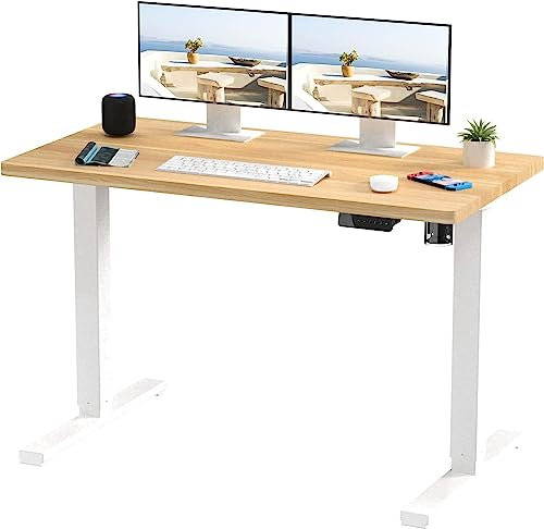 SANODESK Höhenverstellbarer Schreibtisch 200 x 101 cm Schreibtisch Höhenverstellbar Elektrisch Ergonomischer Steh-Sitz Tisch Computertisch für Heimbüro Homeoffice(ahorn)