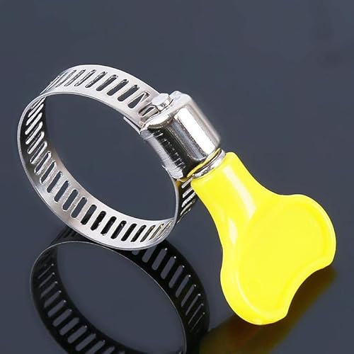 10 Pcs Key-Type Plastic Handle Adjustable Stainless Steel Band Hose Clamp, Pipe Clamp, Worm Gear Clamps Ideal for Plumbing, Automotive Hose(18-29mm)