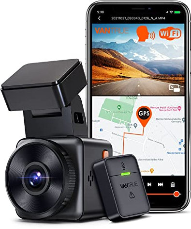 VANTRUE E1 Dash Cam 2.7K HDR WiFi GPS, 1440P 60fps Compact Dashcam for Car Night Vision, Voice Control, Car Camera Dash Cam Buffered Parking Monitor Dashboard Camera, Support 512GB