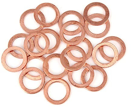 A ABSOPRO Cobre Arandela 14mm ID 20mm OD 1,5mm Sellado Anillo Junta (Juego de 20)