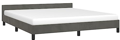 vidaXL Bettgestell mit Kopfteil, Bettrahmen mit Lattenrost, Bett Polsterbett mit Stützbeinen, Schlafzimmerbett Doppelbett, Dunkelgrau 180x200cm Samt