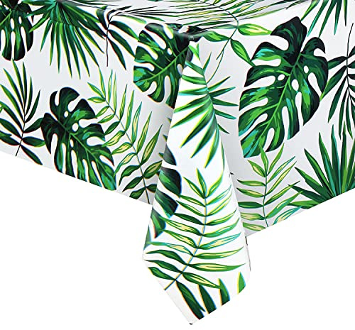 Jc.upin Luau - Nappe rectangulaire en plastique - Feuilles de palmier tropicales - 137 x 274 cm - Décoration de fête de mariage, festival, anniversaire