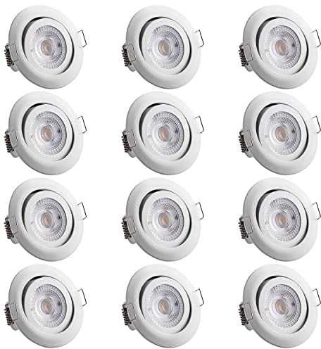 MONZANA® Recessed LED Ceiling Lights | Set of 12 | Round Flat Dimmable Spot Lights | Warm White 3000K Downlights | Bathroom Kitchen Hallway Living Room | 400LM Each | 220V | 68mm | White