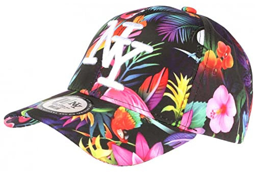 Casquette NY Rouge et Noire Fleurs Tropicales Baseball Sunset - Taille: Taille Unique - Couleur: Noir - Mixte