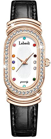rorios Damenuhren Mode Strass Frauen Uhr Analog Quarz Uhr mit Leder Armband wasserdichte Armbanduhr für Frauen Damen