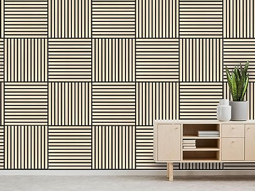 JANGAL Modular Wall Akustikpaneel, Echtholz Furnier Eiche (52x52 cm), Modulares Wandpaneel, mit recyceltem PET-Filz, zum Kleben oder Schrauben, Wandverkleidung, Wand Deko (Letea Oak Furnier)