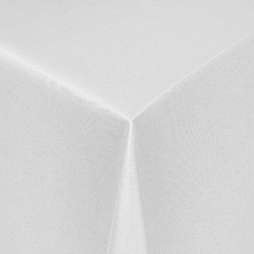 Tischdecke Stoff einfarbig Damast Uni-Design Jacquard Robust, Pflegeleicht und Strapazierfähig oval 160x280 cm Weiss