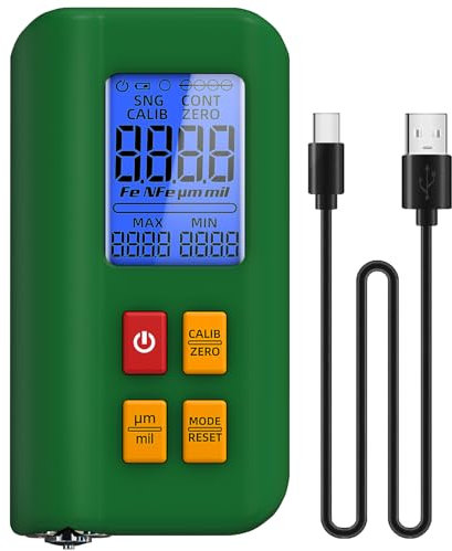 BSIDE T2 Dickenmesser Autolack Digitales Schichtdickenmessgerät 0-1500µm Fe & NFe Auto Detection LCD mit Max Min und Echtzeitwerten Mini Pocket Lackprüfer KFZ mit aufladbaren Akku und Holster