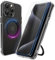 Cover Cavalletto Compatibile con iPhone 15 Pro Max, Custodia Supporto Magnetico Rotante Integrato, Trasparente Case con Protezione Dello Schermo e Della Fotocamera - Nero
