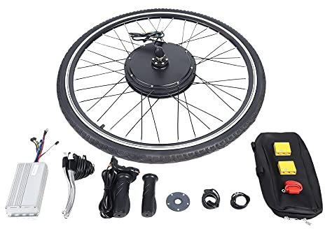 GMSLuu Kit de conversion de vélo électrique - Moteur de roue avant - 500 W/800 W - Kit de vélo électrique 36 V - Moteur moyeu de 28 - Contrôleur de vélo avec frein - Rayon noir (500 W)