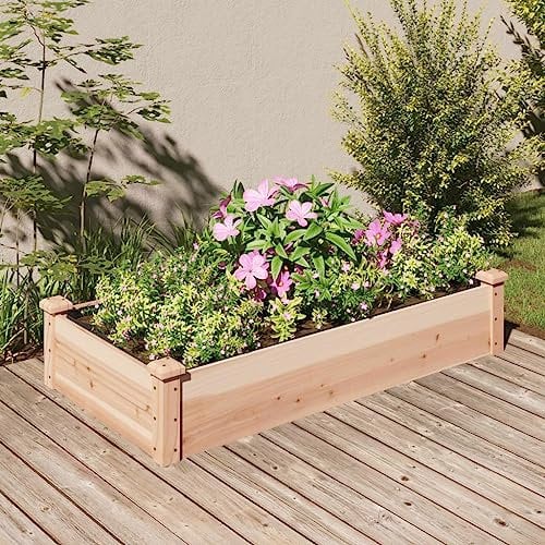 CIADAZ Hochbeet mit Einsatz 120x60x25 cm Massivholz Tanne, Palettenrahmen, Hochteich, Gemüsebeet, Kräuterregal Balkon, Blumenbeet, Kräuterspirale, Tomatenbeet, Pflanzhochbeet