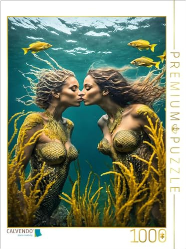 Puzzle · Küssende Nixen im sanften Licht des Ozeans | Verführerische Meerjungfrauen · 1000 Teile · Lege-Größe 64 × 48 cm · CALVENDO Puzzle