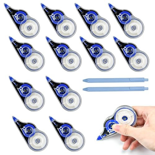 NAROSEBE12er Korrekturroller Klein Set 12m x 5mm Korrekturband Abroller Mini Korrekturmaus Roller Correction Tapes mit Schutzkappe Korrekturbänder Set für Büro Zuhause Schule