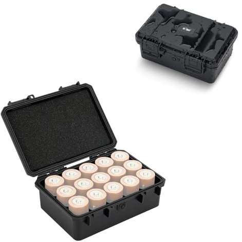 KIWIFOTOS 15 emplacements de Rangement de Piles alcalines de Type D - Étanche IP67 - LR20/D/AM1 - pour la Maison, Le Camping, Les Jouets, la Radio et Le Jardin (Piles Non incluses)