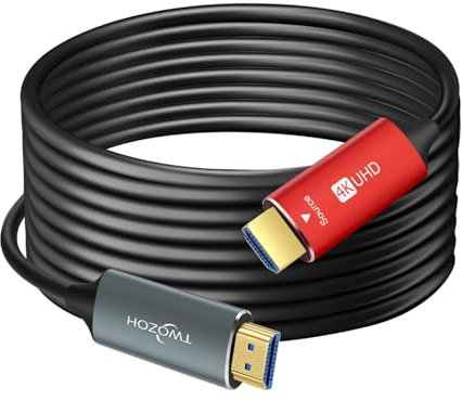 Twozoh Cable HDMI de fibra óptica 5M,4K fibra HDMI Cable Compatible con 3D/4K@60Hz/18Gbps