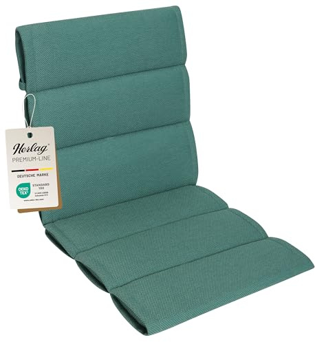 Herlag Niederlehner-Polsterauflage Linnea 103x50x3cm | Gartenmöbelauflage Mehrfachsteppung | Stuhlauflage für Niedriglehner | Premium-Line | Öko Tex 100 | 1 Polster | Petrol